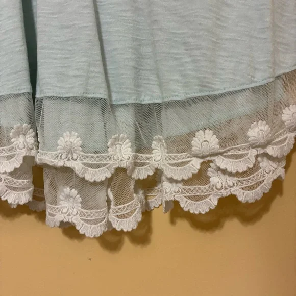 Altar’d State Lace Hem Tank Top Women’s S Baby Blue Scoop Neck Pullover Boho - Picture 3 of 4